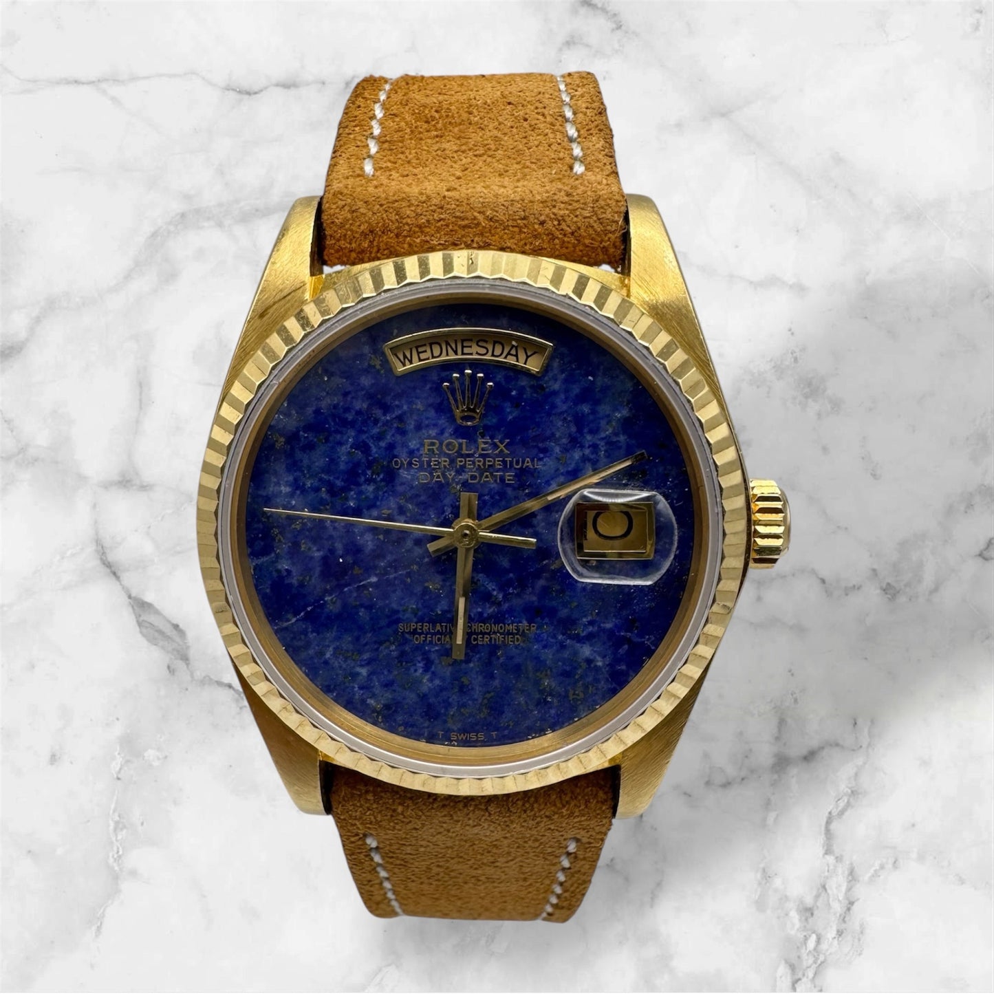 Rolex Day-Date 36 Yellow Gold Real Lapis Lazuli Aftermarket Dial 1979 (Serviced)
