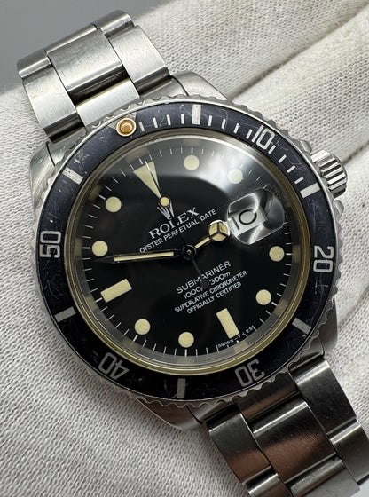 Rolex Submariner Date 16800 Full Steel Matte Dial Ghost Insert Original Owner 1982 (Full-Set/Unpolished/Serviced)