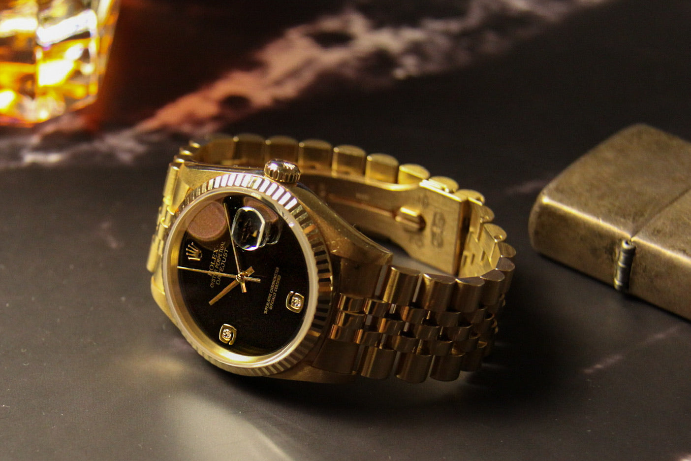 Rolex Datejust 36 Full Yellow Gold Jubilee Factory Onyx Dial 1995 (Unpolished)