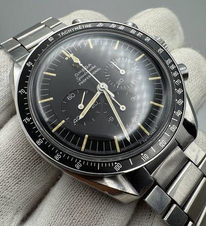 Omega Speedmaster Professional Moonwatch Chronograph Cal. 321 Full Steel Heavy Patina Original Owner 1965 (Unpolished)