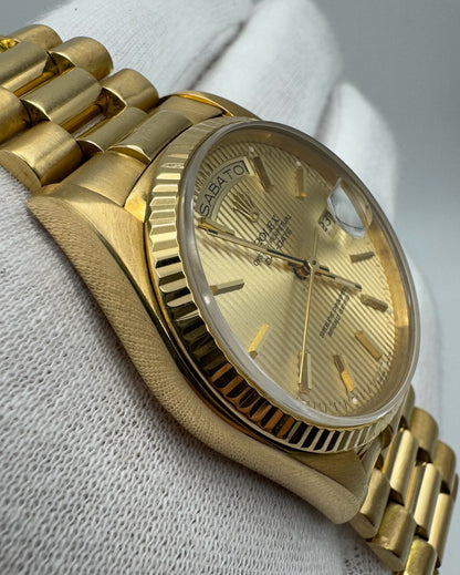 Rolex Day-Date 36 Full Gold 18K Champagne Tapestry Dial 1987