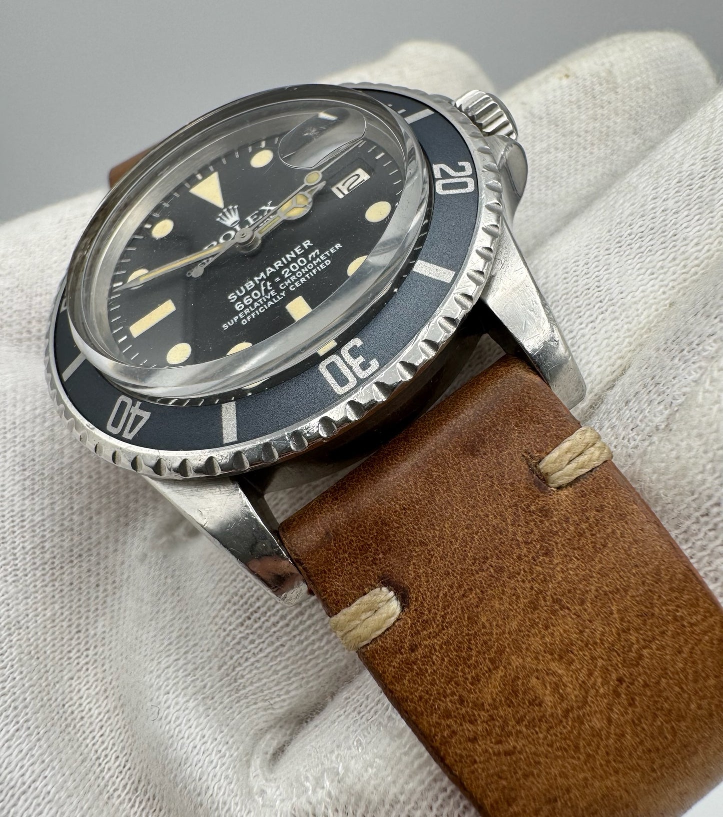 Rolex Submariner Date 1680 MK1 Yellow Patina Blue Insert 1977 (Serviced)