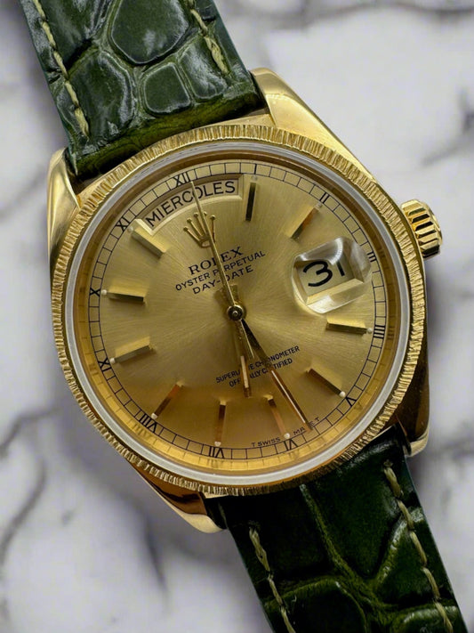 Rolex Day-Date 36 Yellow Gold “Bark Finish” Spanish