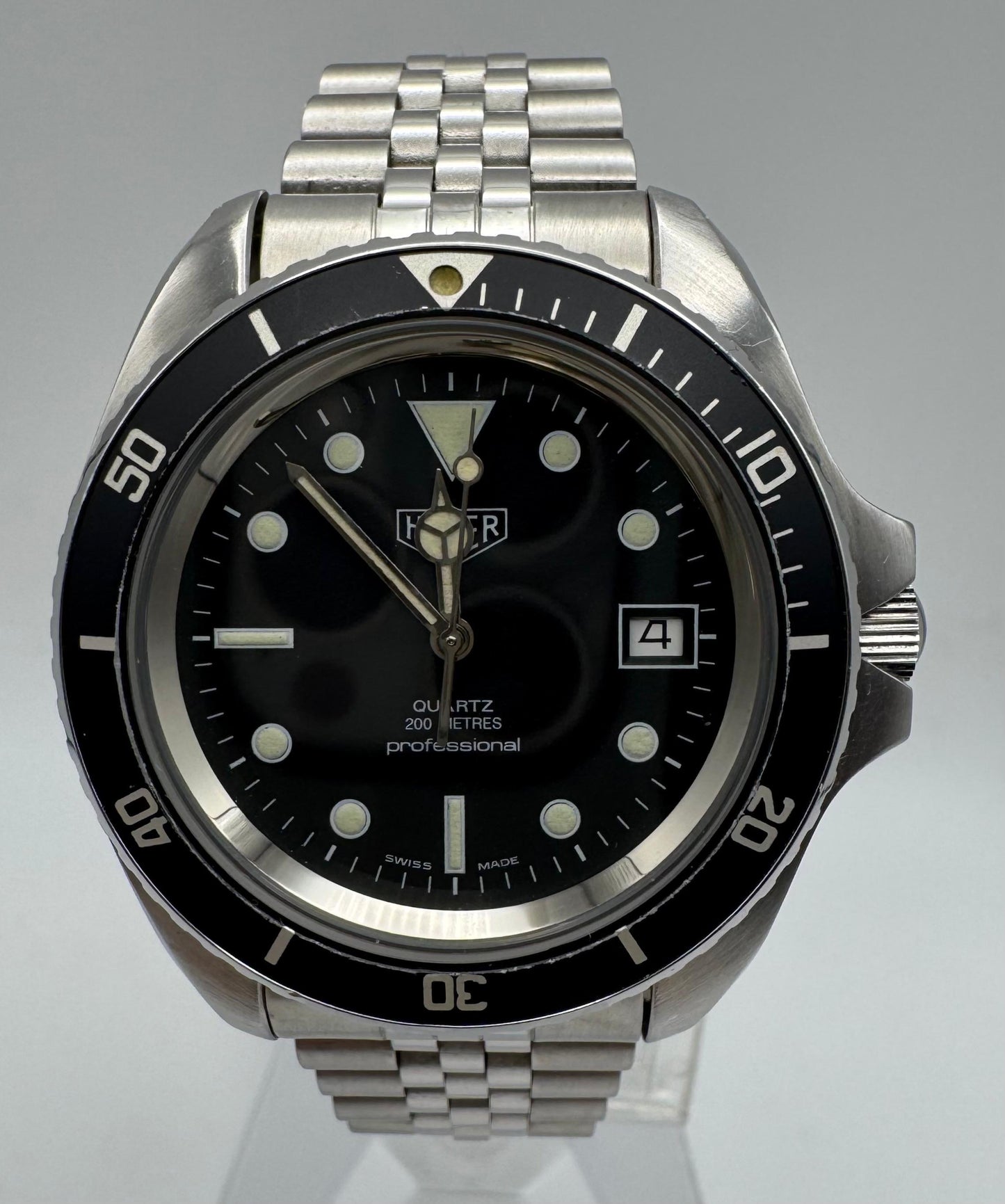 Heuer Professional Vintage Diver Full Steel Quartz Black Dial (Unpolished)