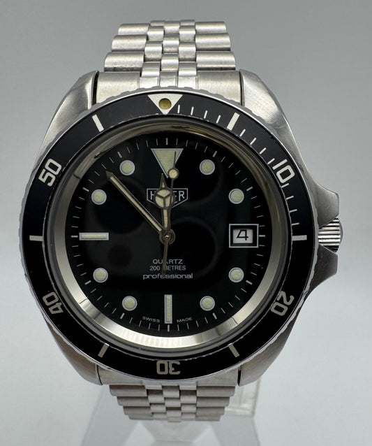 Heuer Professional Vintage Diver Full Steel Quartz Black Dial (Unpolished)