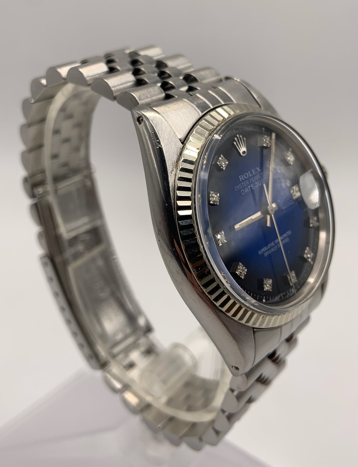 Rolex Datejust with Factory Blue Vignette Diamond Dial