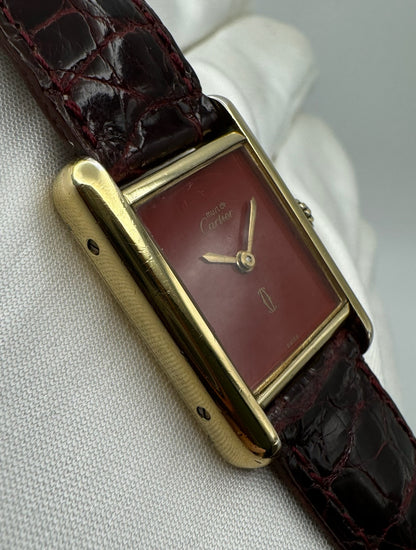 Cartier Tank Vermeil Manual with Rare Coral Red Dial