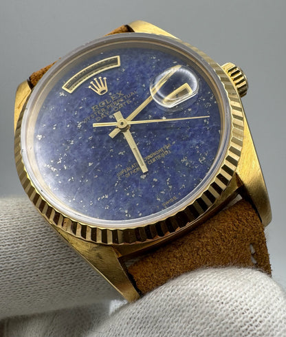 Rolex Day-Date 36 Yellow Gold Real Lapis Lazuli Aftermarket Dial 1979 (Serviced)