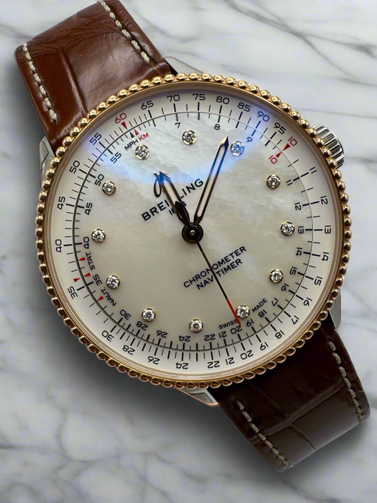 Breitling Navitimer 36 Mother Of Pearl Diamond Dial Special Edition (Full-Set/Mint)