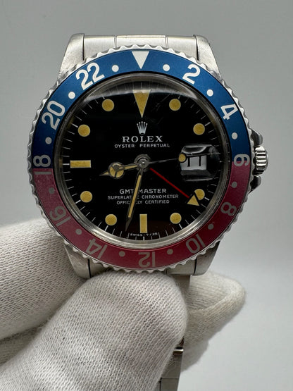 Rolex GMT-Master 1675 MK2 Yellow Patina Faded Red Back Pepsi Bezel 1972 (Unpolished/Serviced)