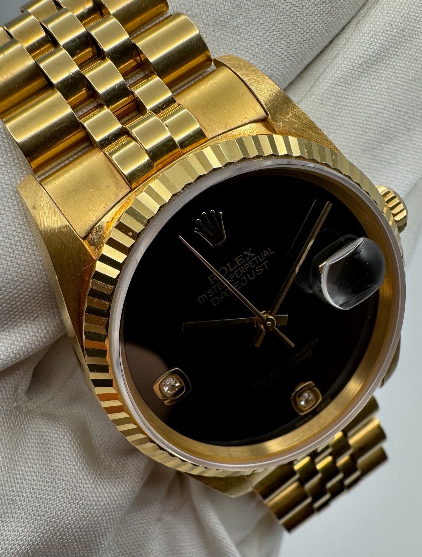 Rolex Datejust 36 Full Yellow Gold Jubilee Factory Onyx Dial 1995 (Unpolished)