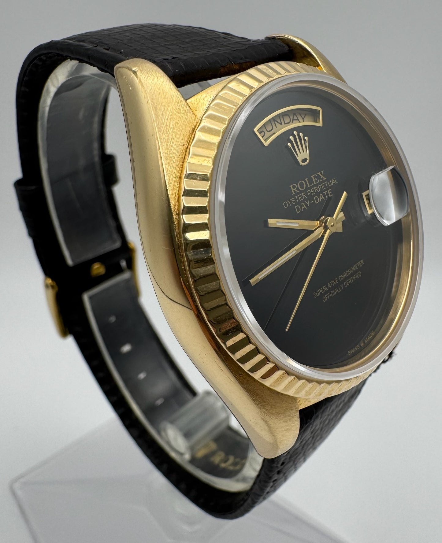 Rolex Day-Date 36 Yellow Gold Aftermarket Onyx Dial 1979 (Serviced)