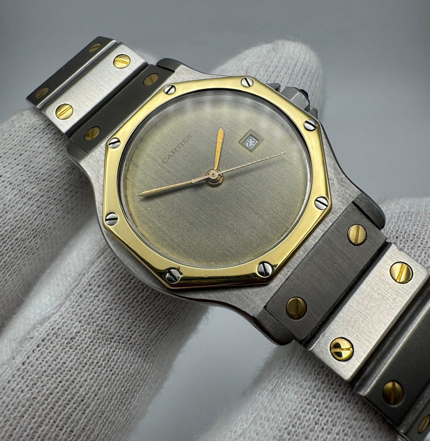 Cartier Santos Octagon Automatic Two-Tone Large Model Ghost/Grey Dial 1990 (Serviced)