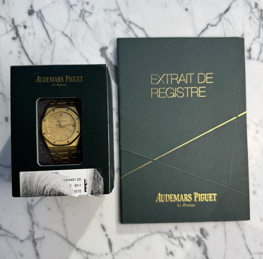 Audemars Piguet Royal Oak Full Yellow Gold 18K Champagne Dial Quartz 1984 (Papers & Service Box)