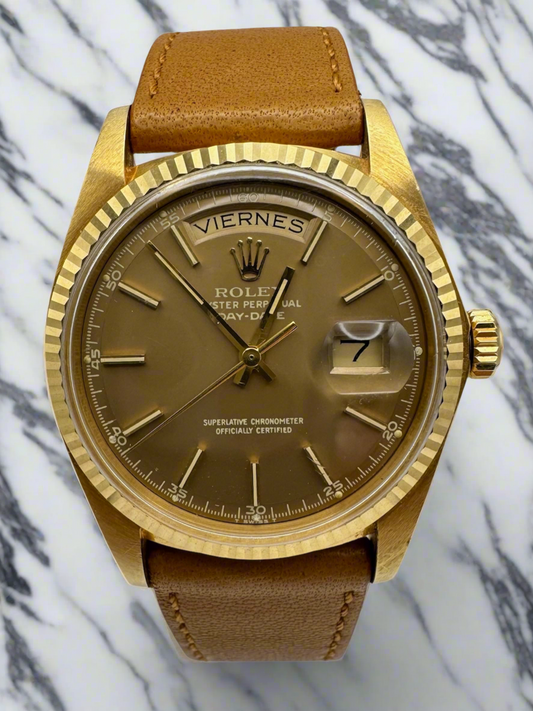 Rolex Day-Date 36 Yellow Gold Head Very Rare Ghost Havana Dial 1977 (Unpolished/Serviced)