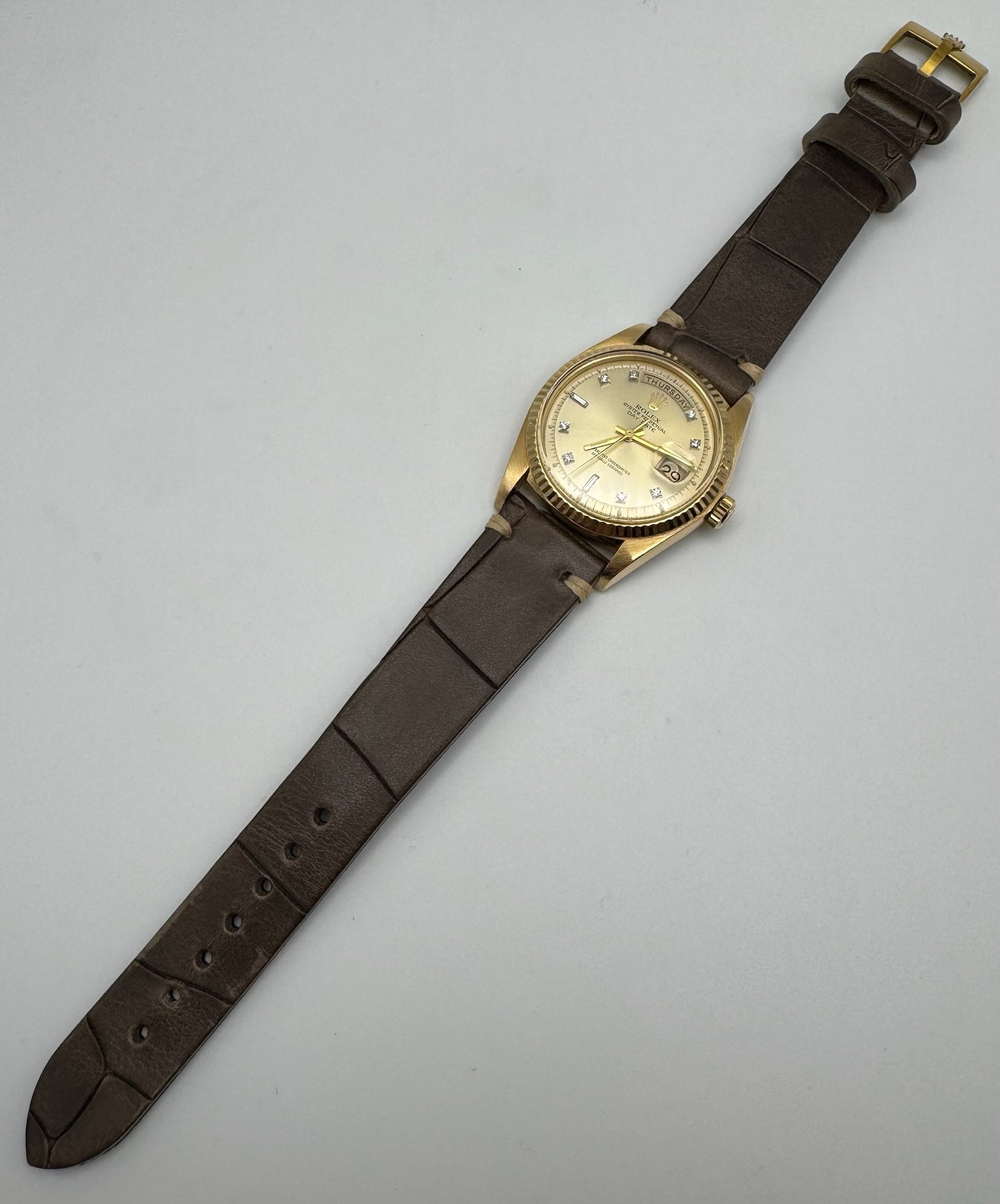 Rolex Day-Date 36 Yellow Gold Head 18K Factory Diamond Dial 1977 (Service Papers/Serviced)