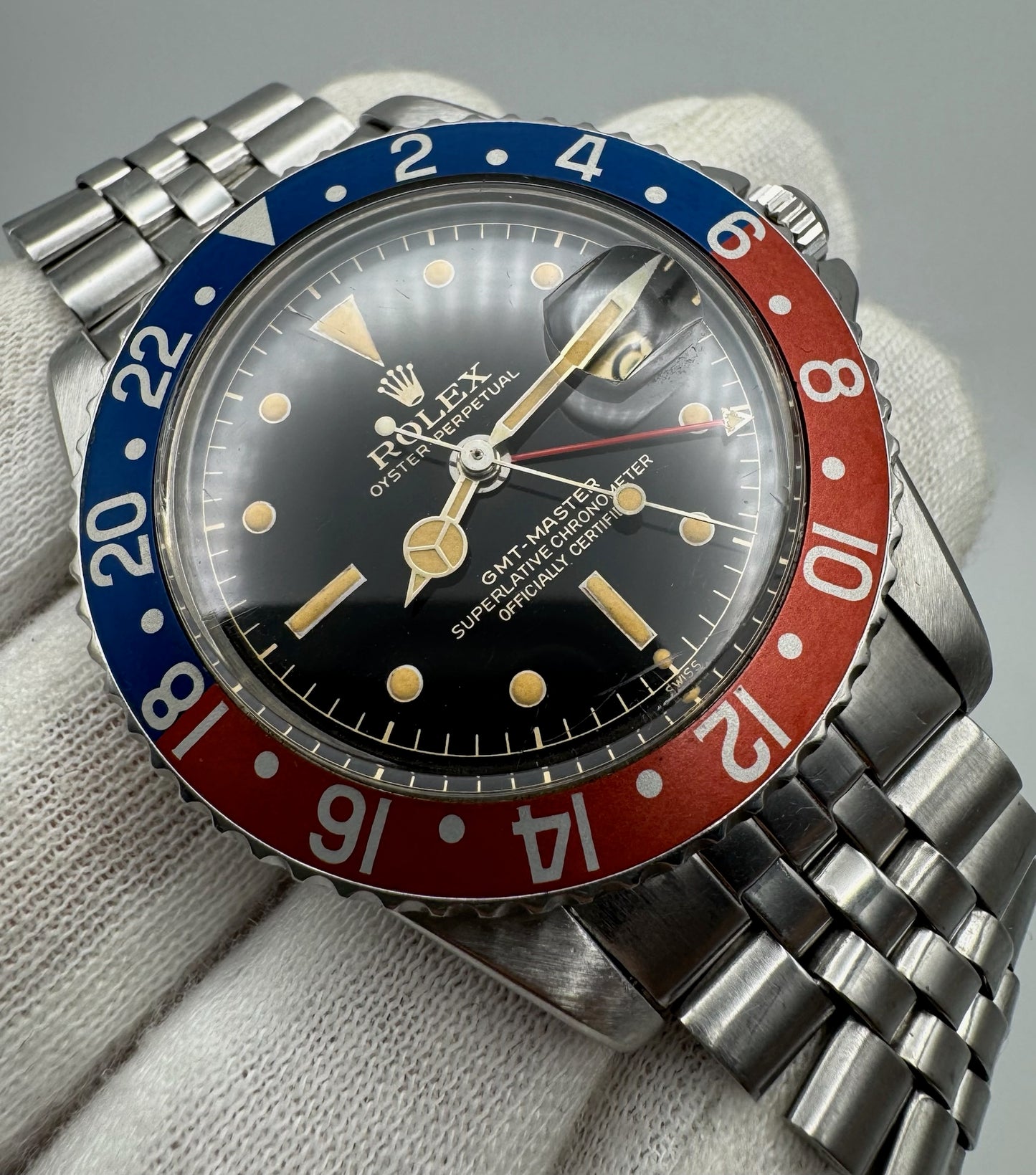 Rolex GMT-Master 1675 PCG Mirror Glossy Gilt Chapter Ring Exclamation Point 1962 (Full-Set/Serviced)