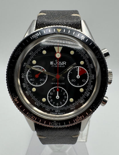 Le Jour Chronograph Vintage Steel 39 Glossy Tritium Dial 1970s