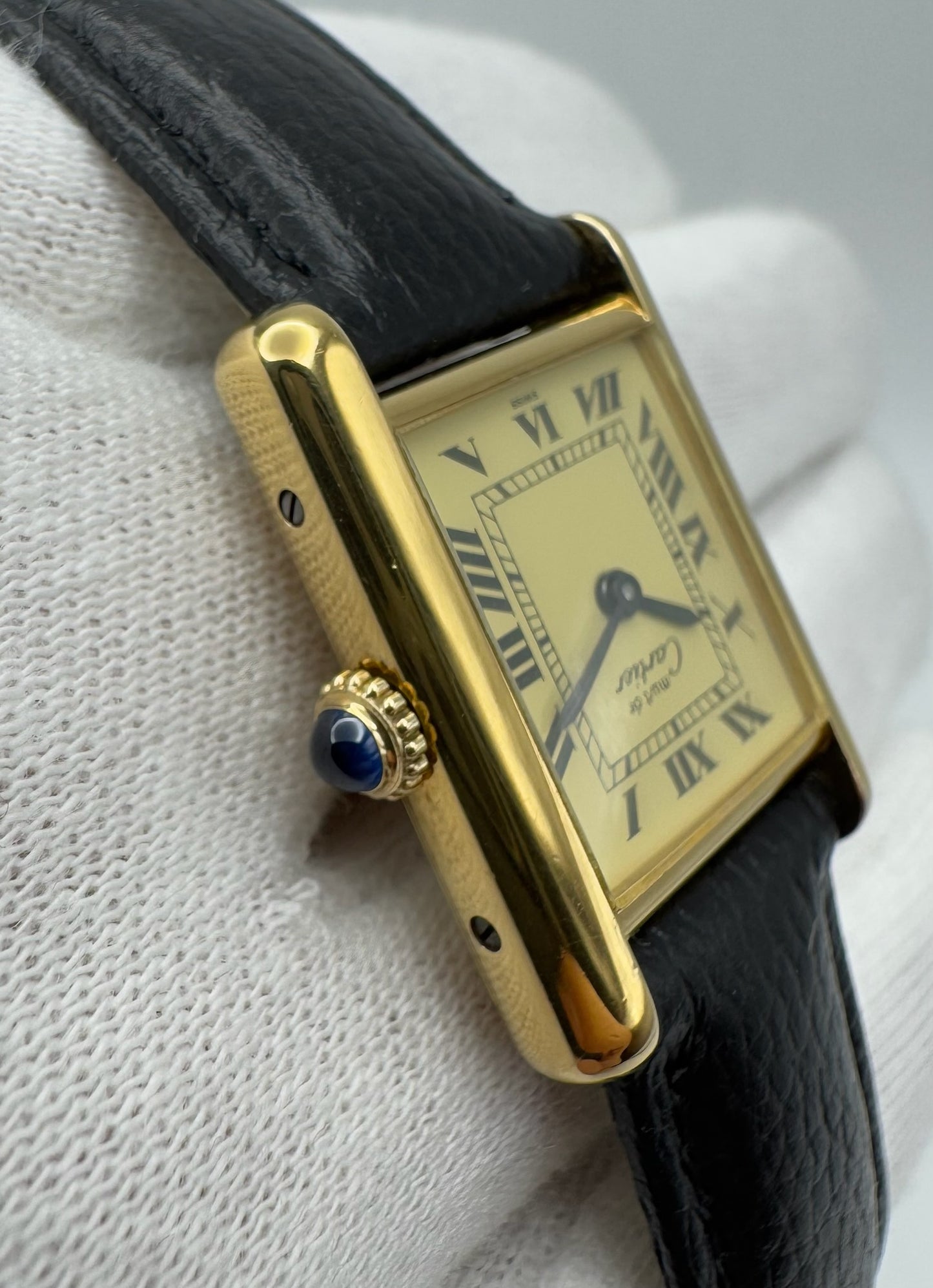 Cartier Tank Vermeil Gold Plated Manual Winding Lemon Dial (Papers/Mint)