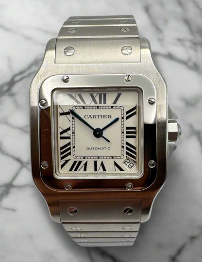 Cartier Santos Automatic with Silver Roman Dial (Box)