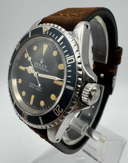 Rolex Submariner No Date 5513 “Feet First” Head Heavy Patina Maxi Dial Blue Insert 1965 (Serviced)