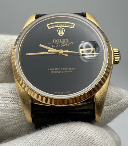 Rolex Day-Date 36 Yellow Gold Aftermarket Onyx Dial 1979 (Serviced)