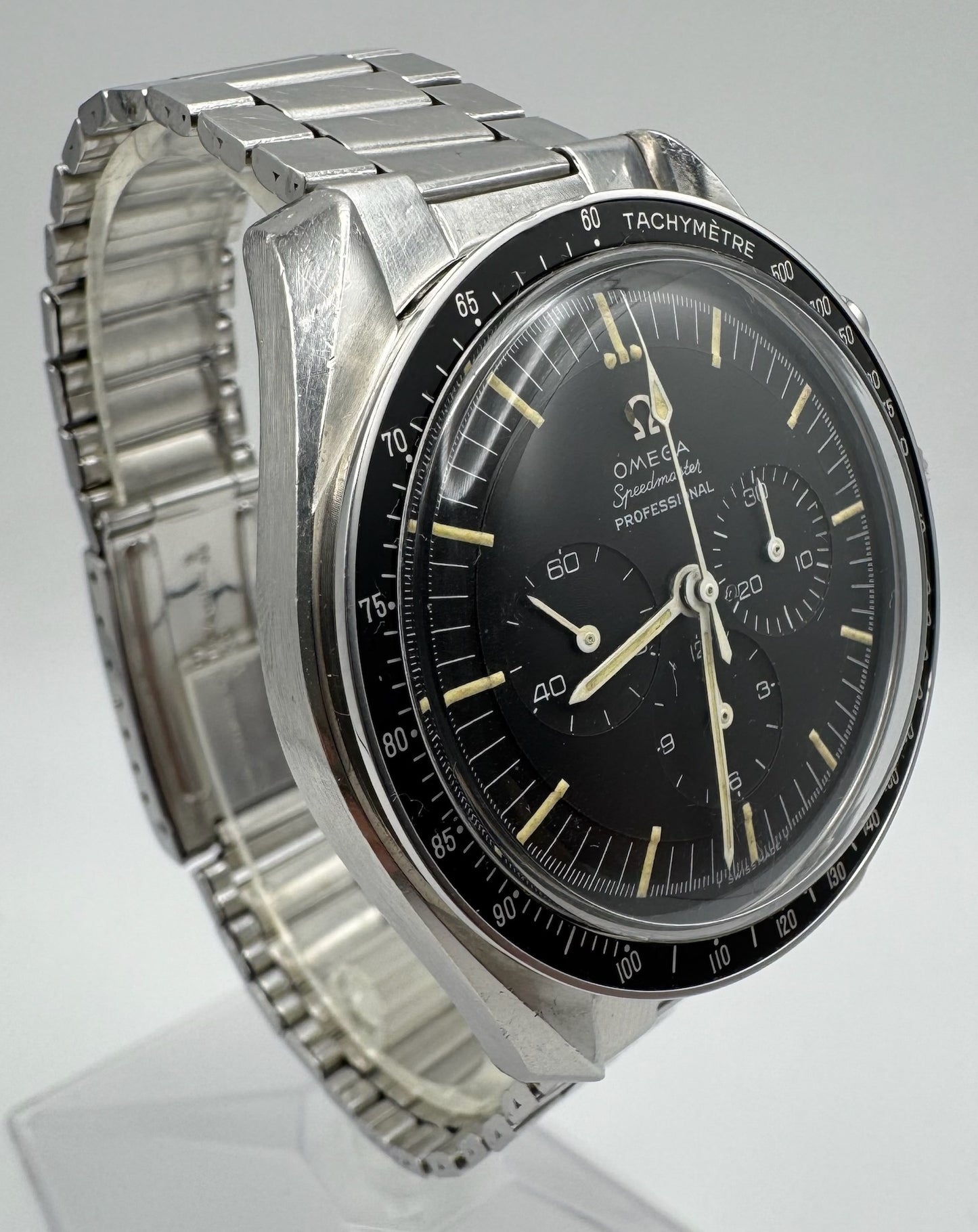 Omega Speedmaster Professional Moonwatch Chronograph Cal. 321 Full Steel Heavy Patina Original Owner 1965 (Unpolished)