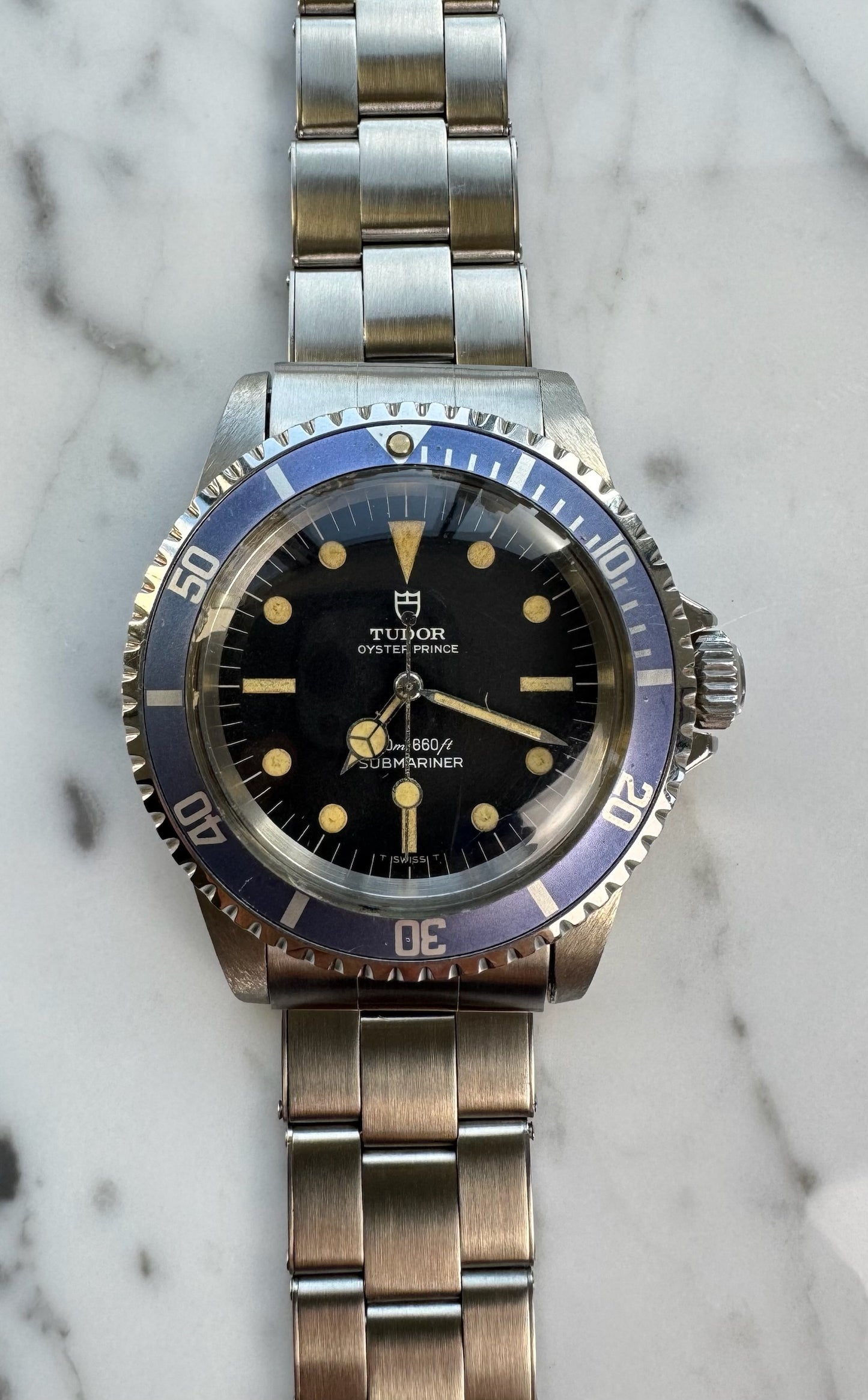 Tudor Submariner 7016/0 Yellow Patina Blue Insert 1968 (Serviced)