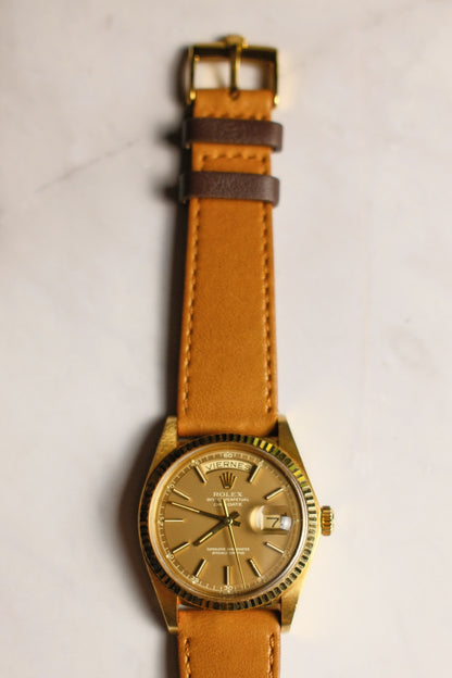 Rolex Day-Date 36 Yellow Gold Head Very Rare Ghost Havana Dial 1977 (Unpolished/Serviced)