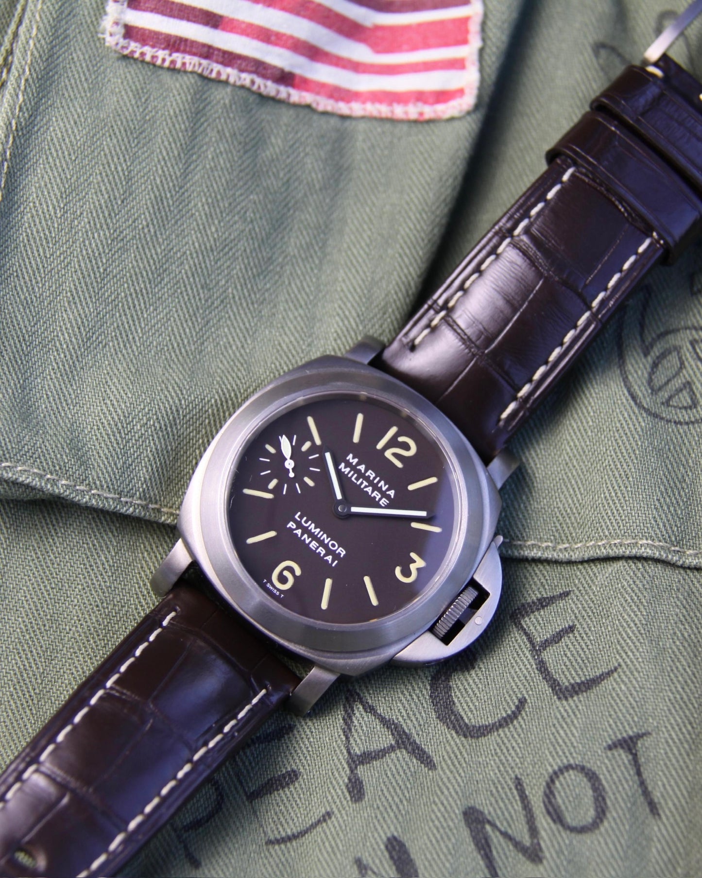 Panerai Luminor Marina Militare PAM00036 Titanium Tobacco Tritium Dial 2000 (Full-Set)
