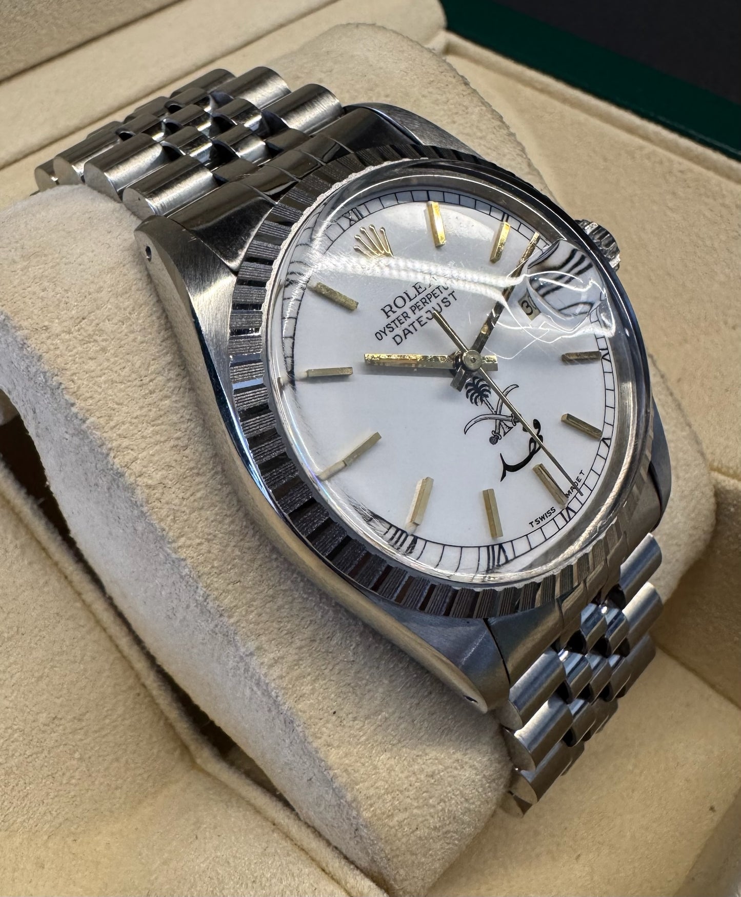 Rolex Datejust 36 Full Steel Jubilee White Porcelain Dial KSA Saudi Arabia Fahed 1988 (Full-Set/Unpolished)