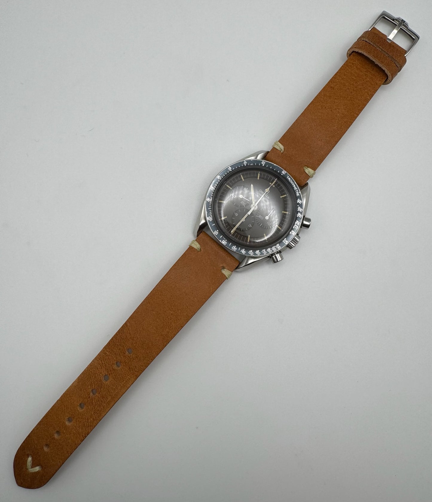 Omega Speedmaster Professional Moonwatch Tropical Brown Dial Heavy Patina Blue Insert 1969 (Serviced)