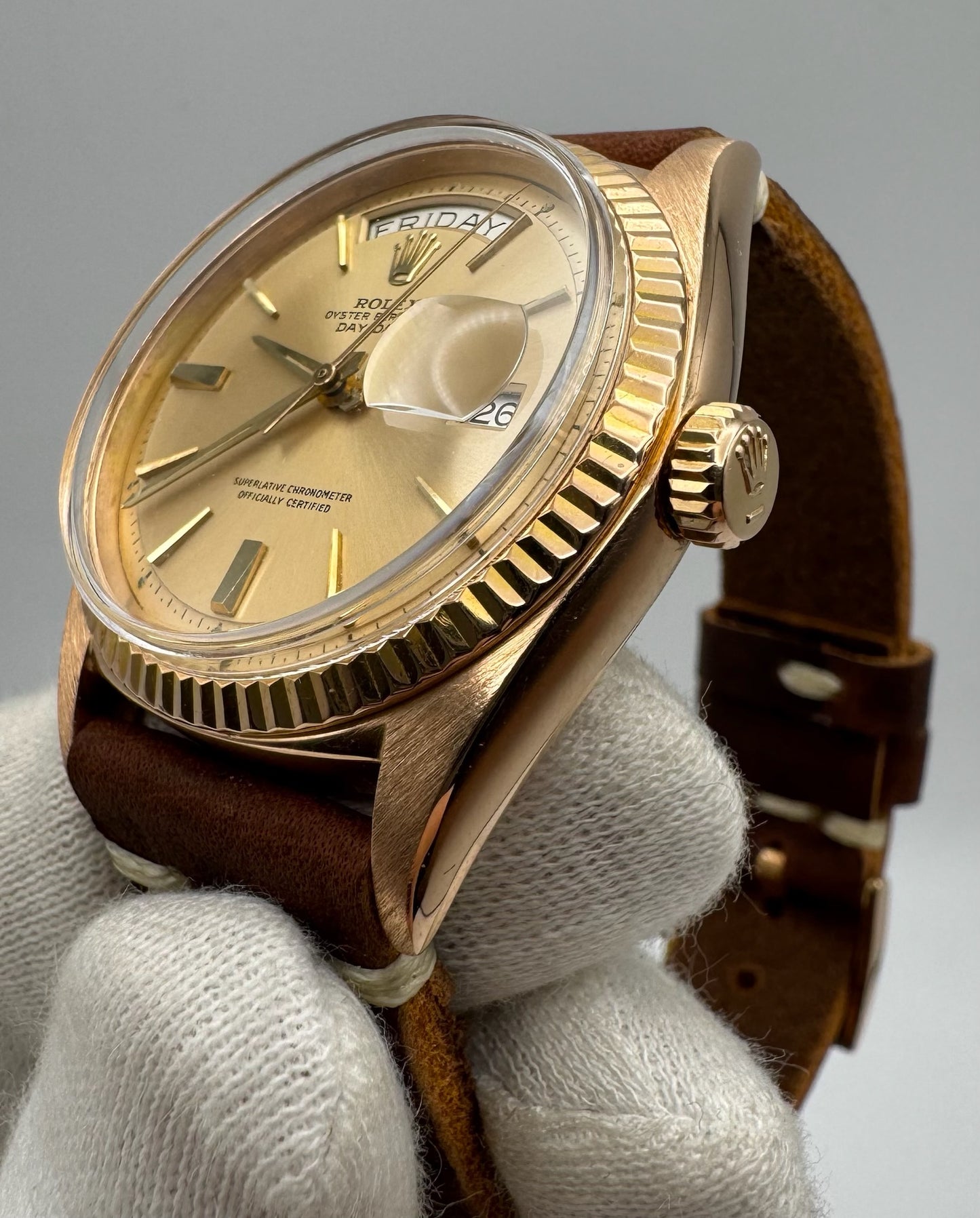 Rolex Day-Date 36 18K Rose Gold Head Door Stop Dial 1973 (Mint)