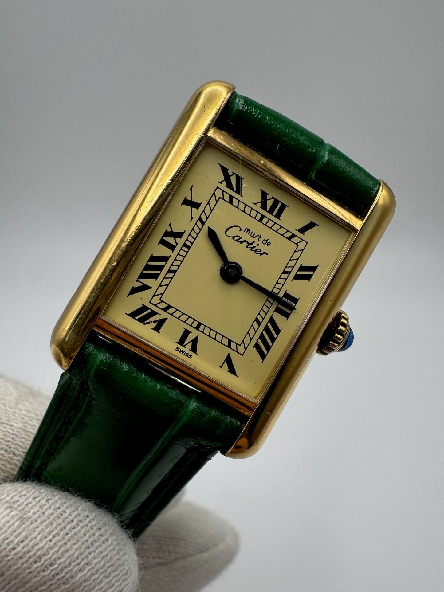 Cartier Tank Vermeil Gold Plated Manual Winding Lemon Dial