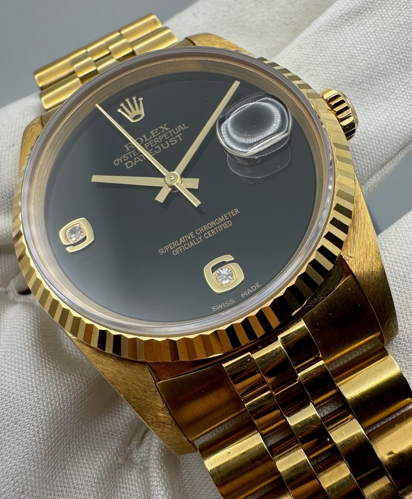 Rolex Datejust 36 Full Yellow Gold Jubilee Factory Onyx Dial 1995 (Unpolished)