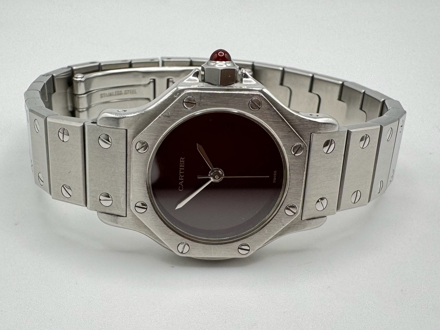 Cartier Santos Octagon Automatic with Rare Burgundy Dial