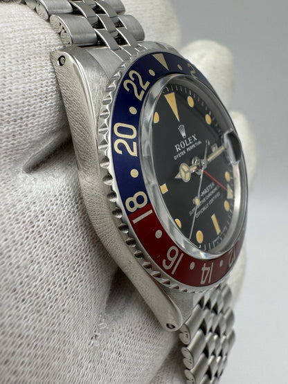 Rolex GMT-Master 1675 MK1 Long E Pepsi Red Back Insert Nice Patina 1968 (Serviced)