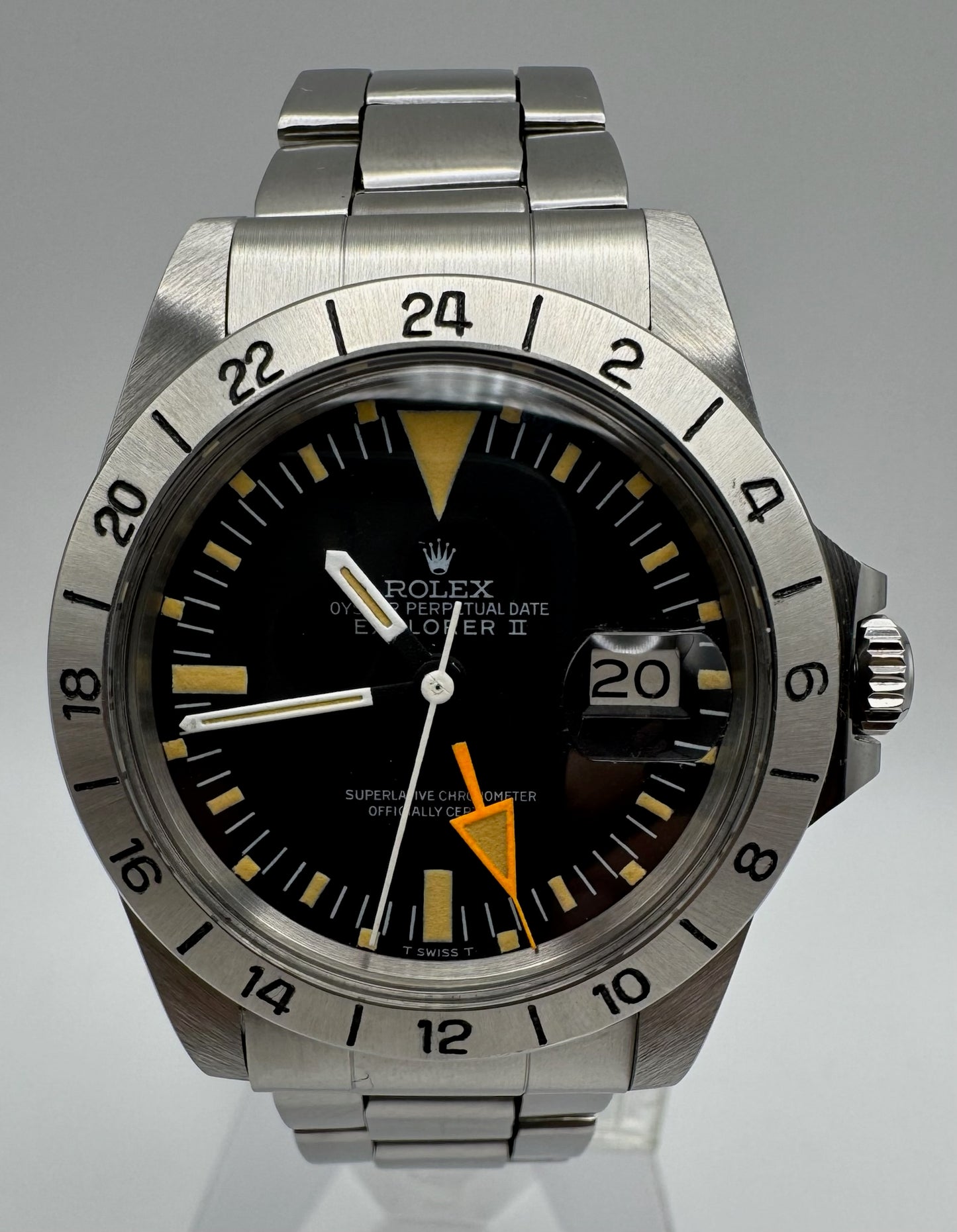 Rolex Explorer II 1655 Steve Mc Queen 1655 Full Steel Yellow Patina MK1 Straight Hand 1972 (Box/Mint/Serviced)