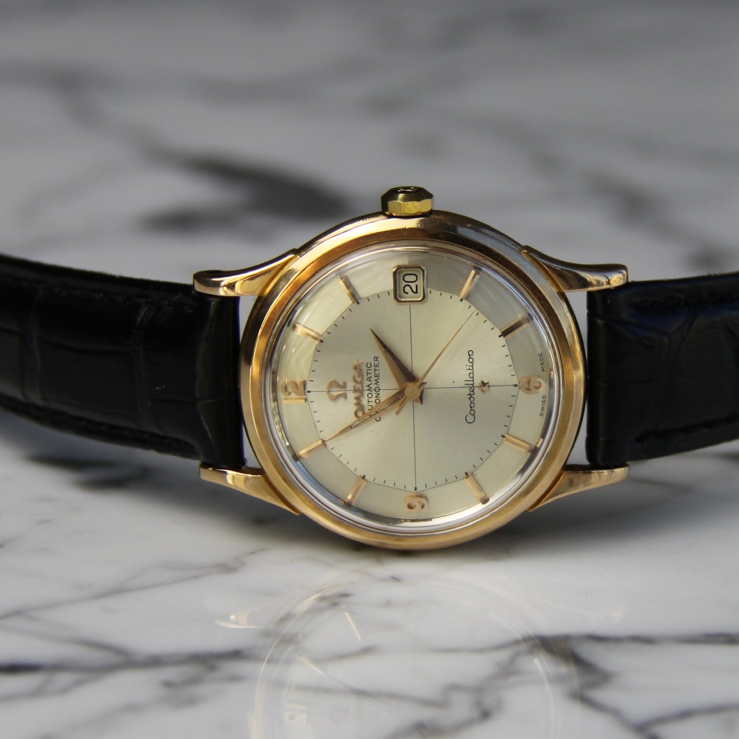 Omega Constellation 18K Rose Gold Silver Pie Pan Dial 1960