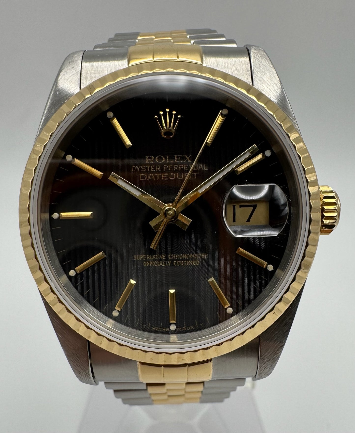 Rolex Datejust 36 Steel/Yellow Gold Jubilee Black Tapestry 1990 (Serviced)