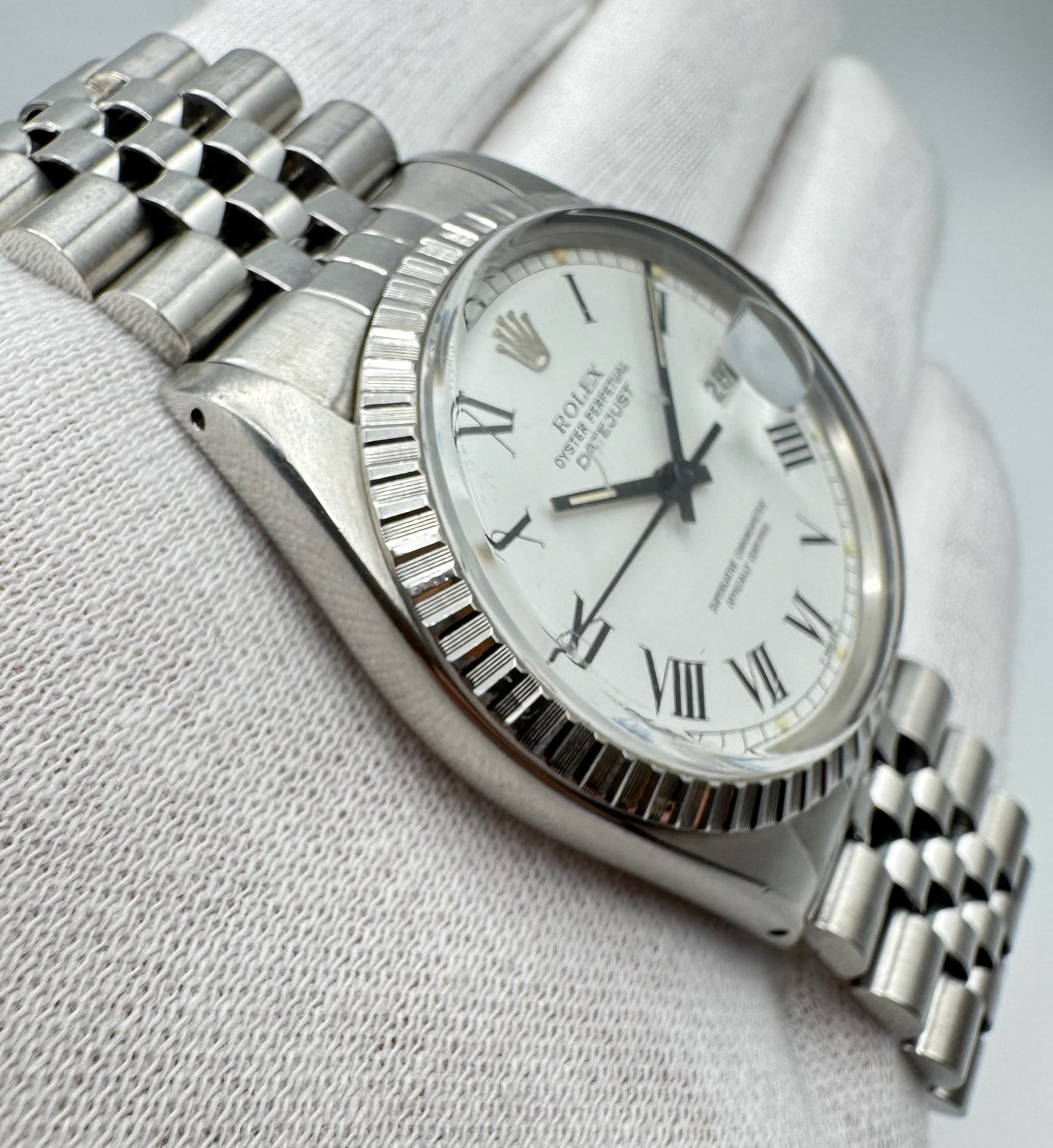 Rolex Datejust 36 Full Steel Jubilee with White Buckley Dial 1982