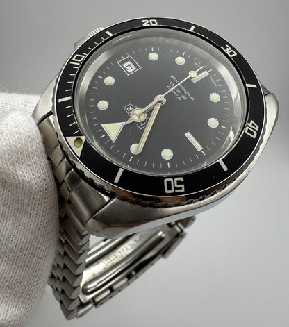 Heuer Professional Vintage Diver Full Steel Quartz Black Dial (Unpolished)