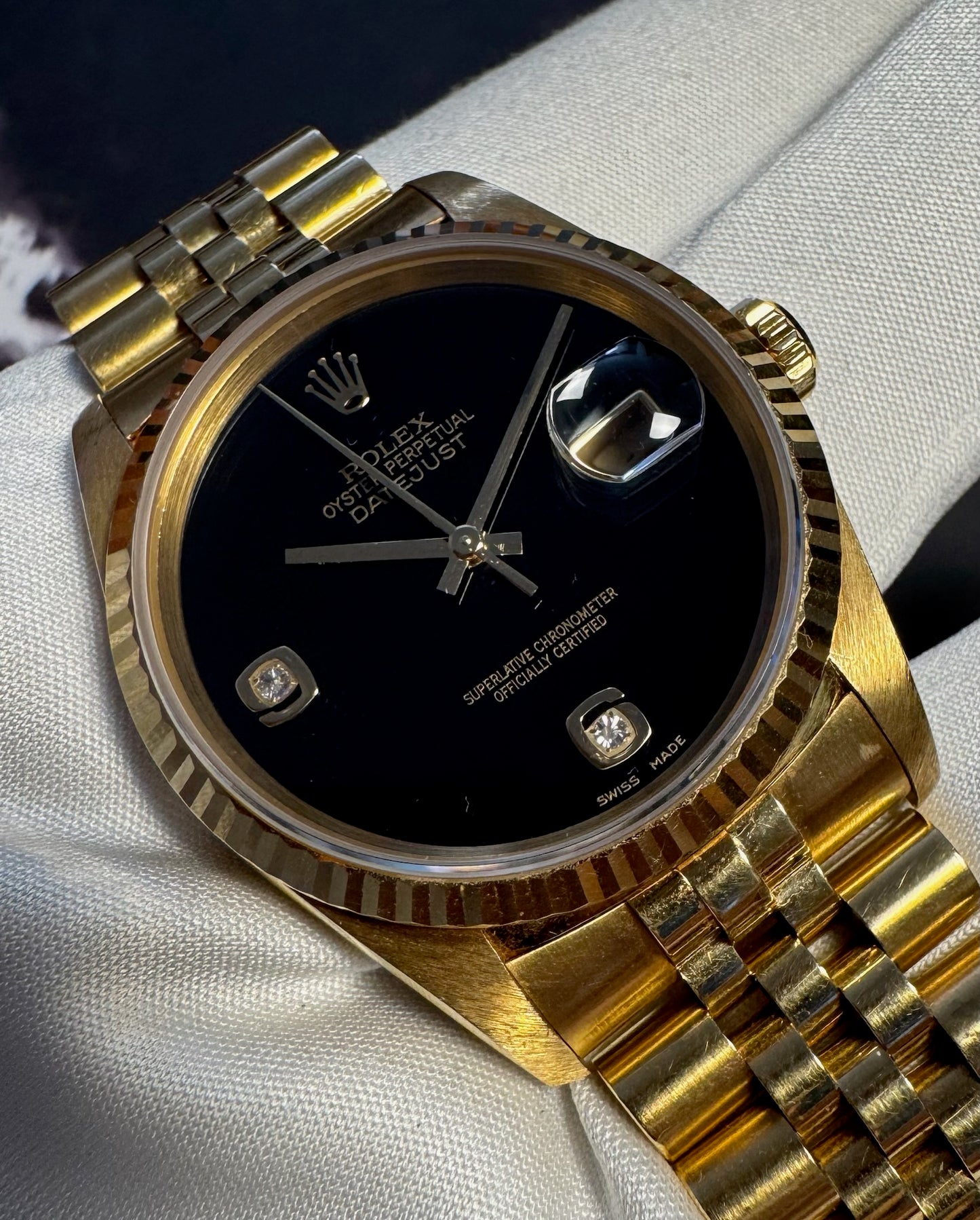 Rolex Datejust 36 Full Yellow Gold Jubilee Factory Onyx Dial 1995 (Unpolished)