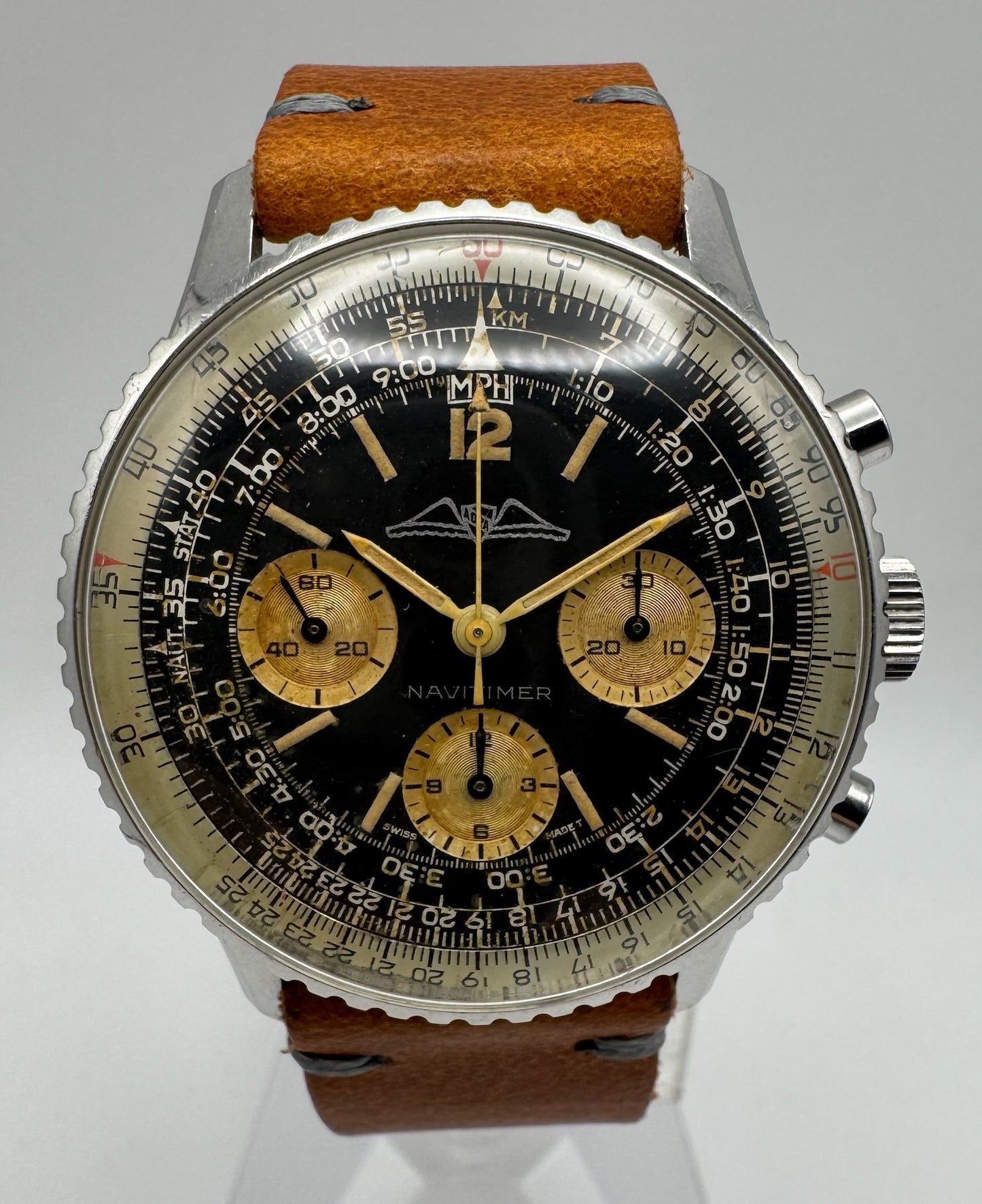 Breitling Navitimer 806 AOPA Chronograph Steel Heavy Patina Gilt Dial (Unpolished/Serviced)