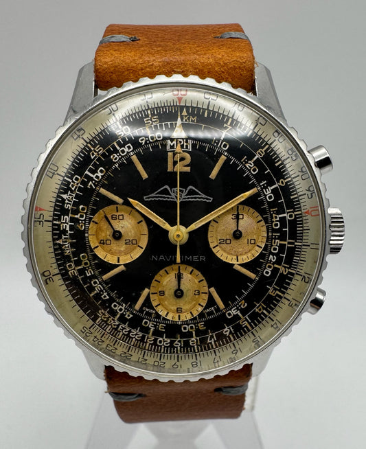 Breitling Navitimer 806 AOPA Chronograph Steel Heavy Patina Gilt Dial (Unpolished/Serviced)