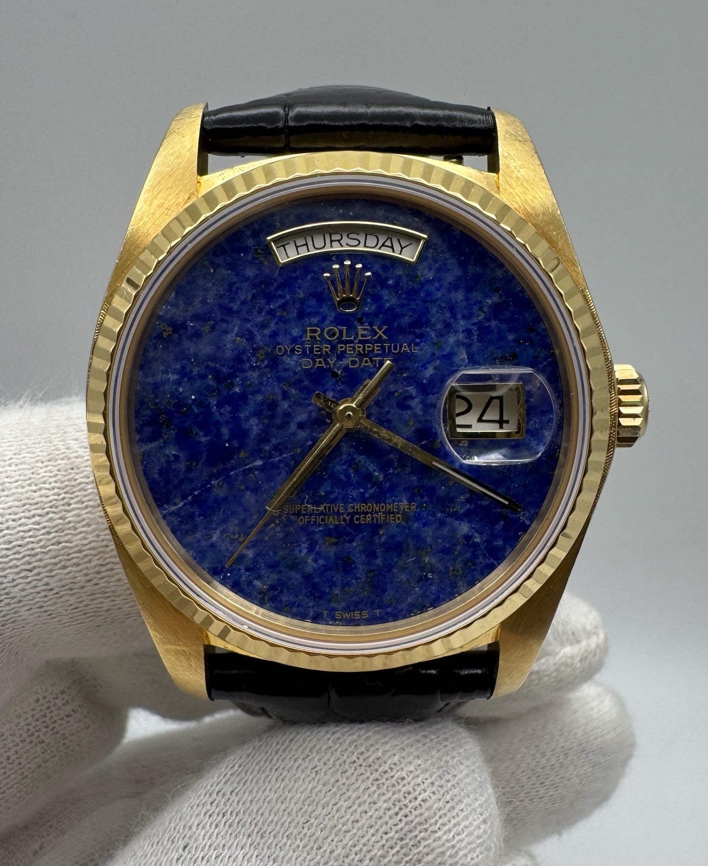 Rolex Day-Date 36 Yellow Gold Lapis Lazuli Aftermarket Dial (Serviced/Unpolished)