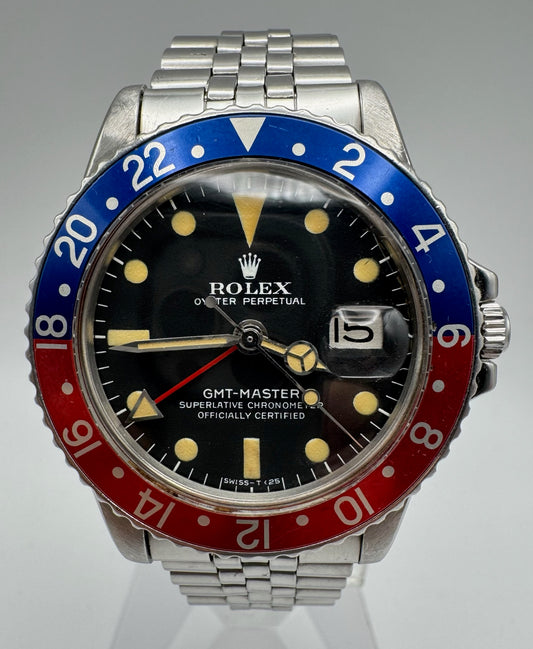 Rolex GMT-Master 1675 Extremely Rare MK 2.5 Red Back Pepsi Insert 1972 (Serviced)
