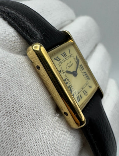 Cartier Tank Vermeil Gold Plated Manual Winding Lemon Dial (Papers/Mint)