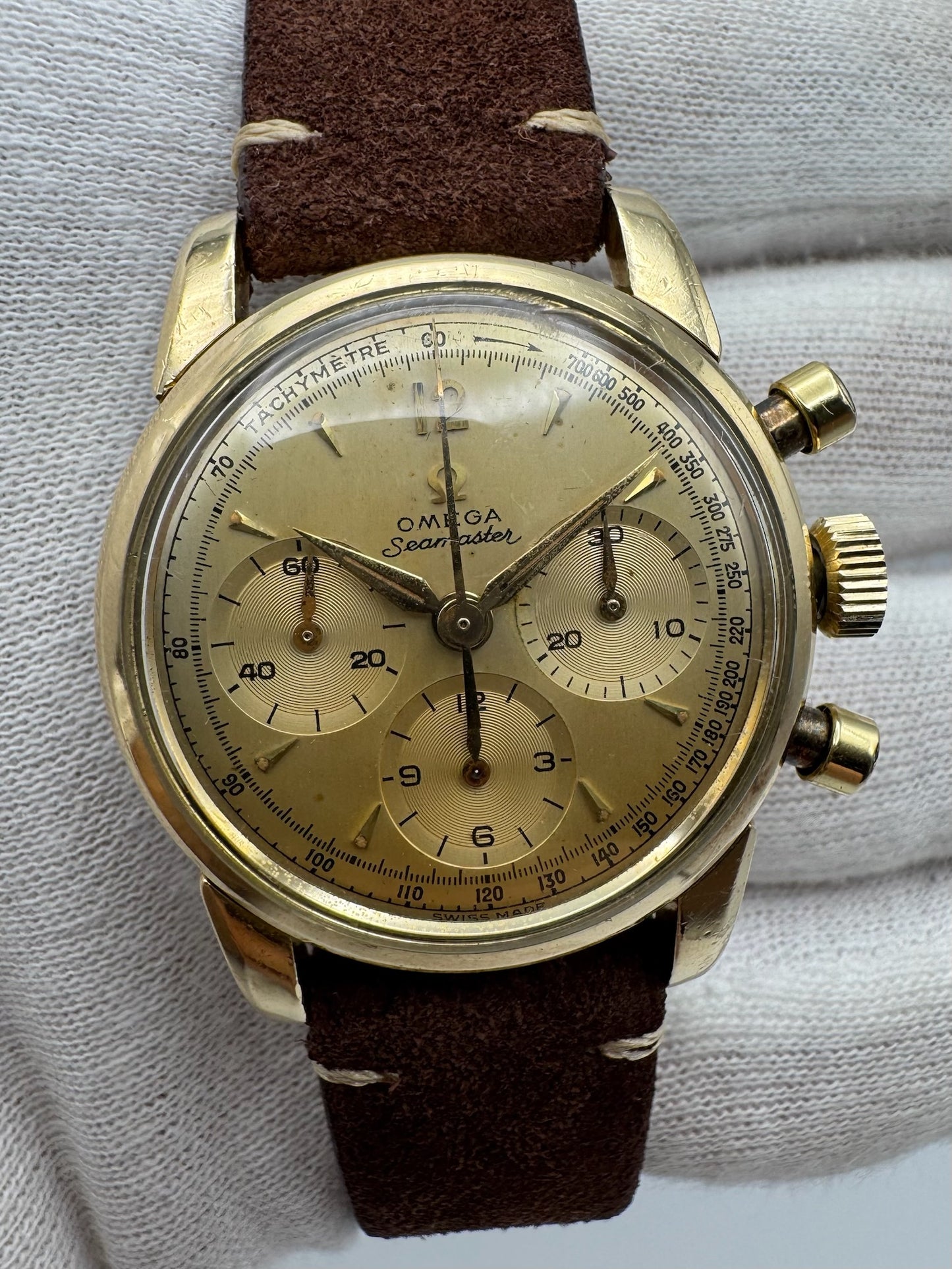 Omega Seamaster Chronograph 1950’s Gold Cap Manual Winding Cal. 321 (Unpolished/Serviced)