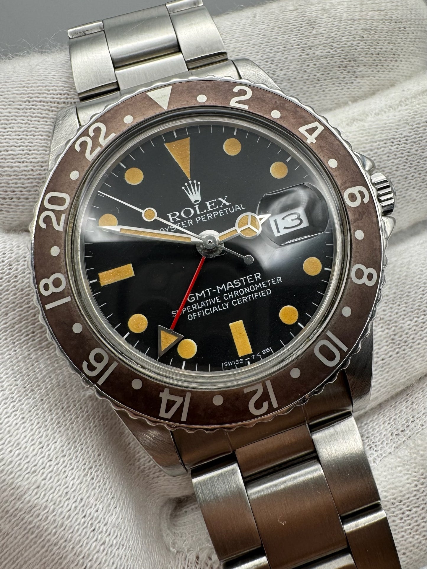 Rolex GMT-Master 1675 Osyter MK4 Pumpkin Patina Brown Insert 1977 (Full-Set/Serviced)